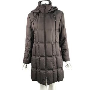Liz Claiborne Winter Coat Puff Hoodie Brown Womens Size M